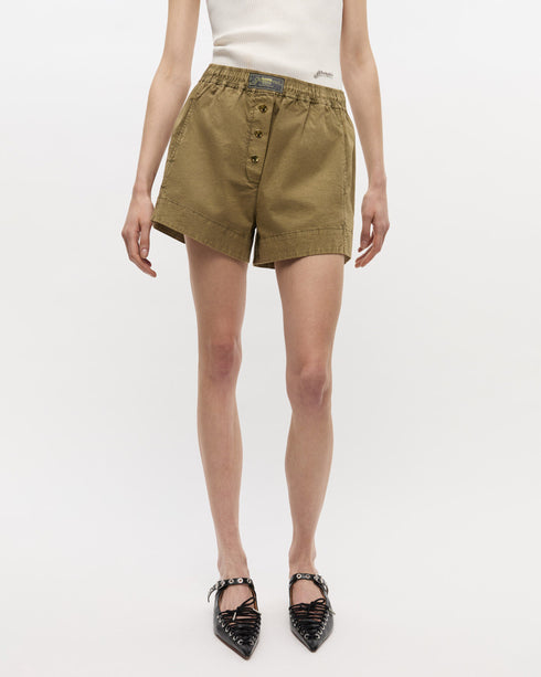 Washed Stretch Cotton Elasticated Shorts