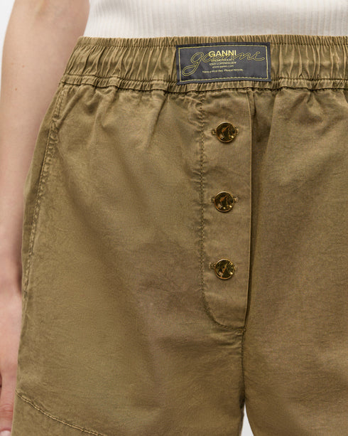 Washed Stretch Cotton Elasticated Shorts