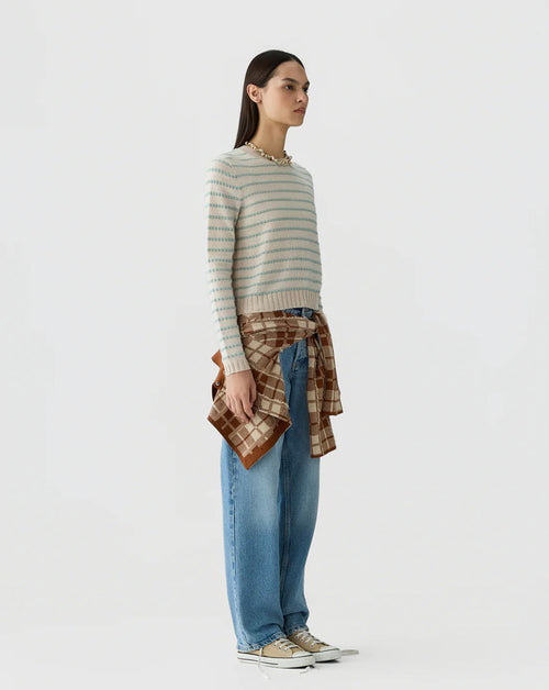 Pebble Stripe Shrunken Crew
