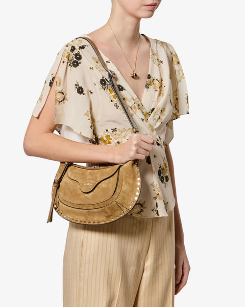 Moon Pocket Studded Suede Bag