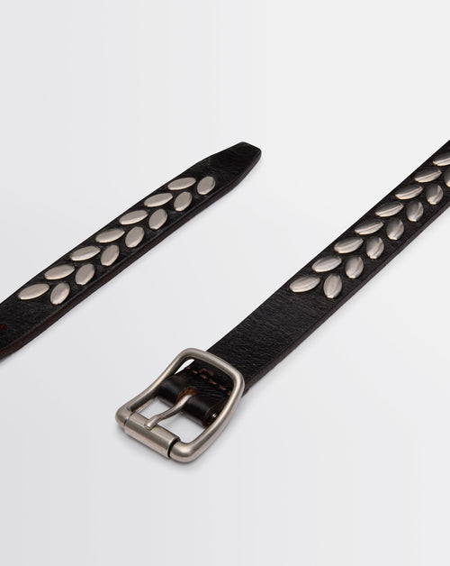 小物 LEMAIRE ALMOND STUD BELT 20 / D.BRW 80 LEMAIRE ALMOND STUD BELT 20 / D.BRW 80 Almond Stud leather belt in