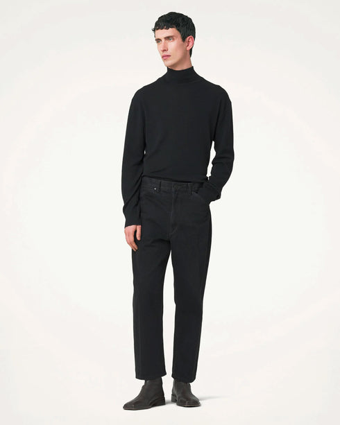 Lemaire: Black Curved 5 Pockets Pants, Men's Designer Clothes