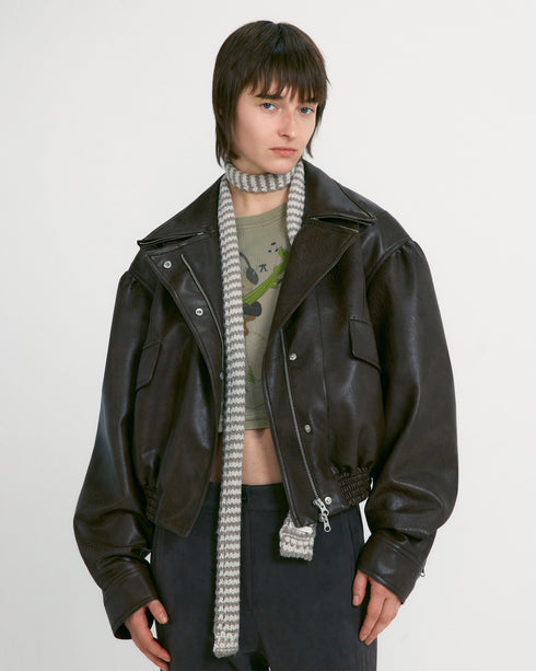Faux Leather Short Jacket