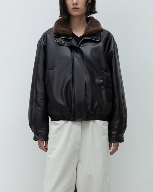 Faux Leather Bomber Jacket