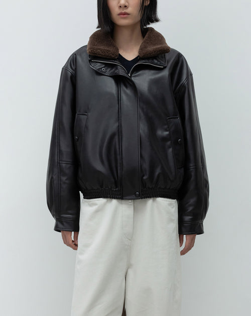 Faux Leather Bomber Jacket