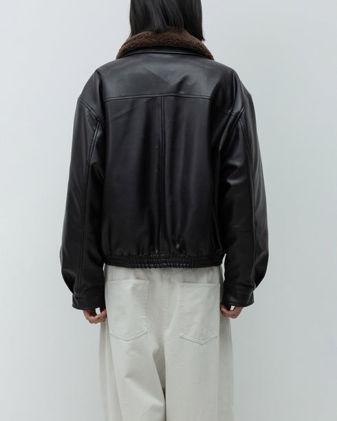 Faux Leather Bomber Jacket