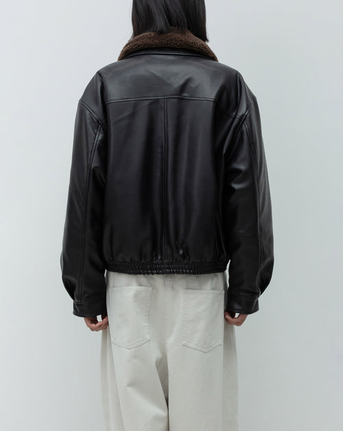 Faux Leather Bomber Jacket