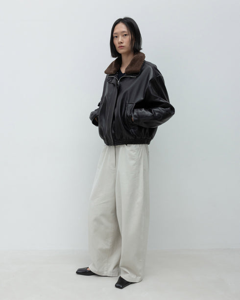 Faux Leather Bomber Jacket