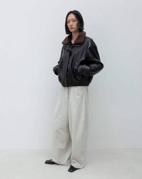 Faux Leather Bomber Jacket