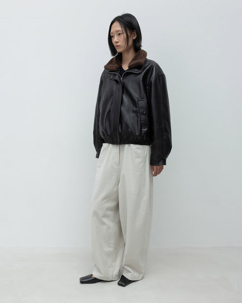 Faux Leather Bomber Jacket