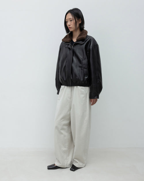 Faux Leather Bomber Jacket