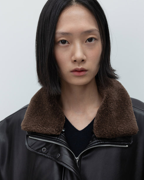 Faux Leather Bomber Jacket