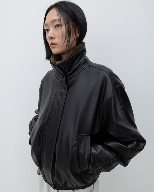 Faux Leather Bomber Jacket