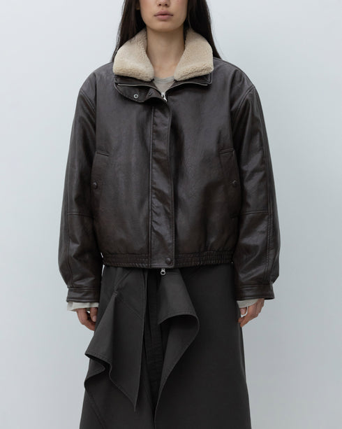 Faux Leather Bomber Jacket