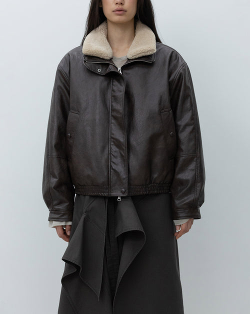Faux Leather Bomber Jacket