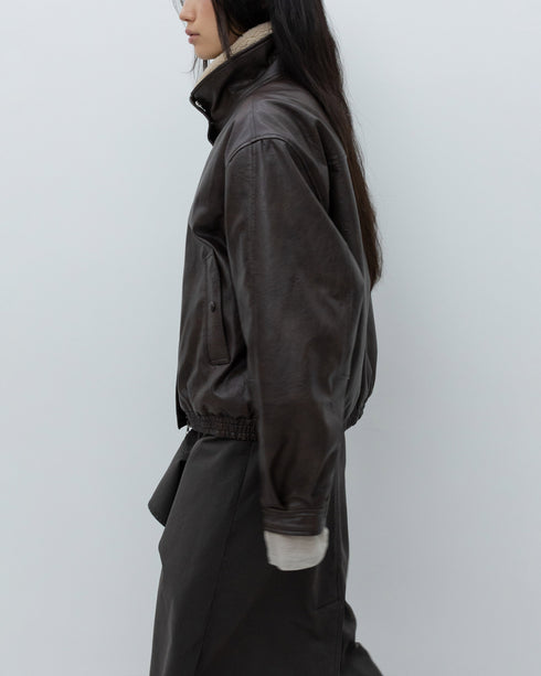 Faux Leather Bomber Jacket