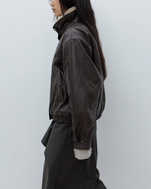 Faux Leather Bomber Jacket