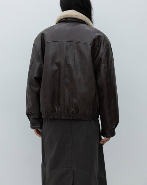 Faux Leather Bomber Jacket
