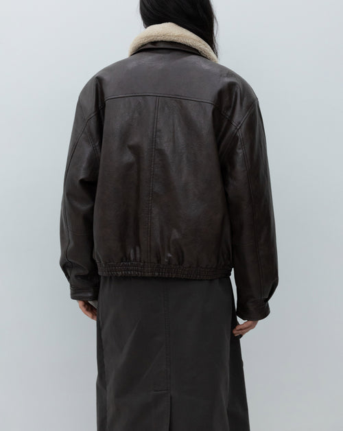 Faux Leather Bomber Jacket