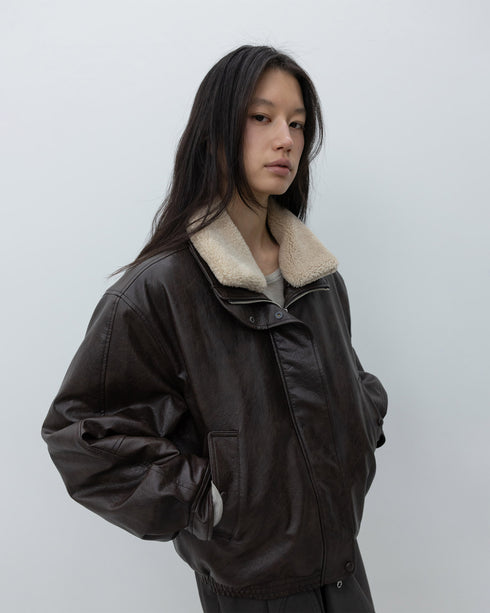 Faux Leather Bomber Jacket