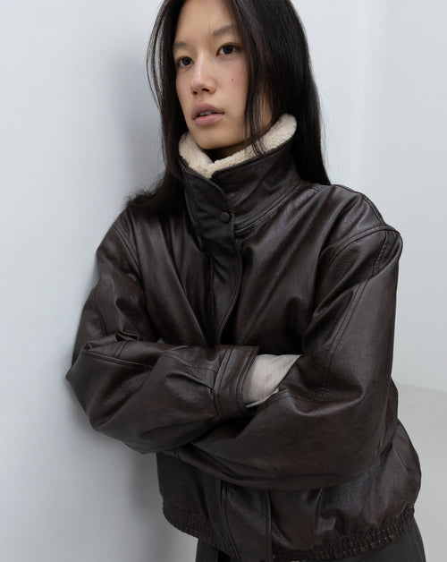 Faux Leather Bomber Jacket