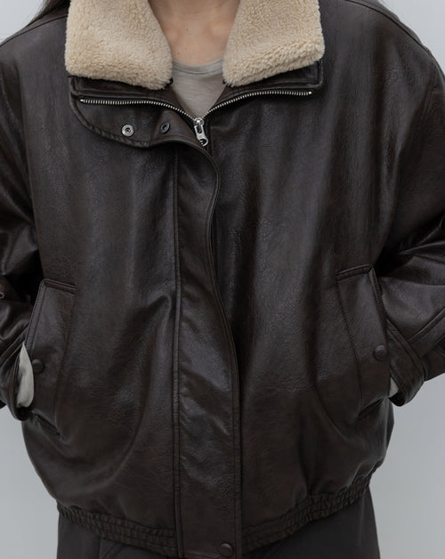 Faux Leather Bomber Jacket