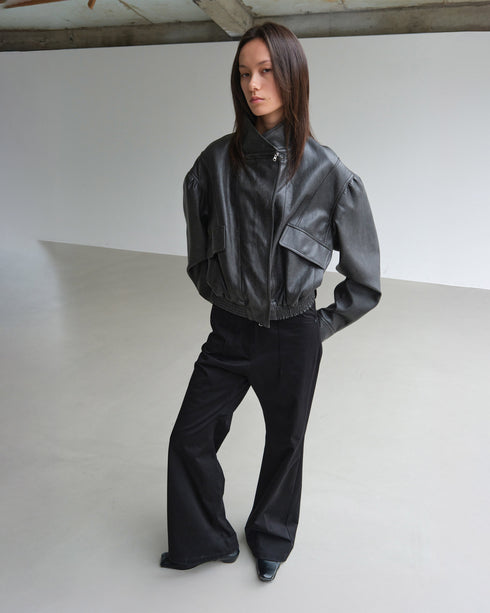 Faux Leather Short Jacket