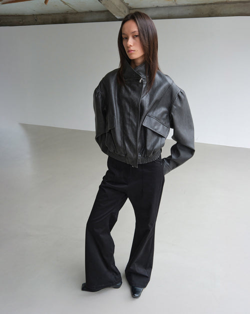 Faux Leather Short Jacket