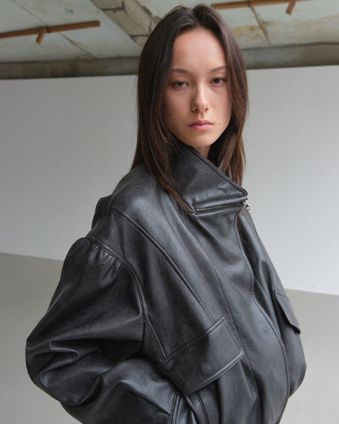 Faux Leather Short Jacket