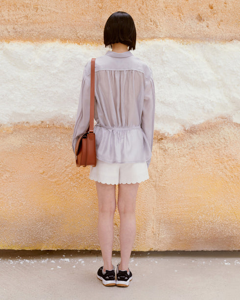 Sheer Shirred Back Blouse
