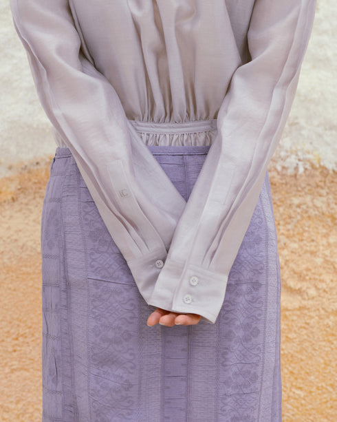 Sheer Shirred Back Blouse