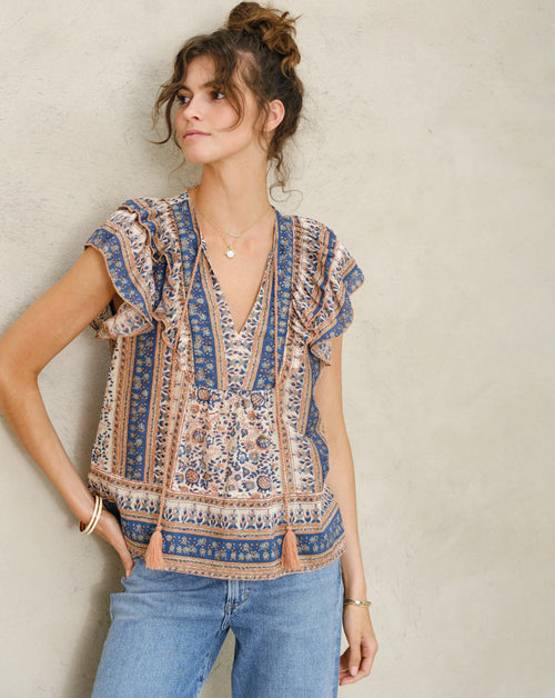 Cass Print Frill Top