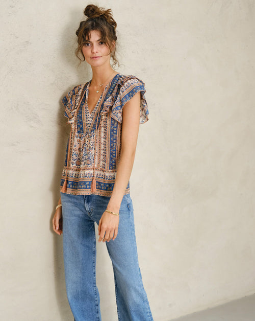 Cass Print Frill Top