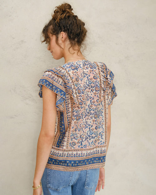 Cass Print Frill Top