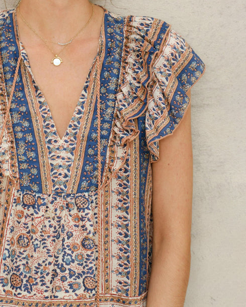 Cass Print Frill Top