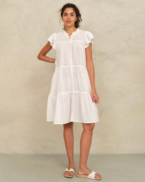 Navi Emb Frill Dress