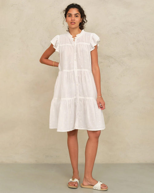 Navi Emb Frill Dress