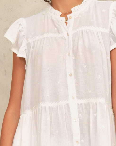 Navi Emb Frill Dress