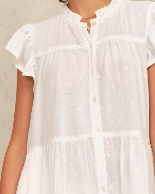 Navi Emb Frill Dress