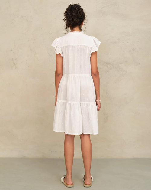 Navi Emb Frill Dress