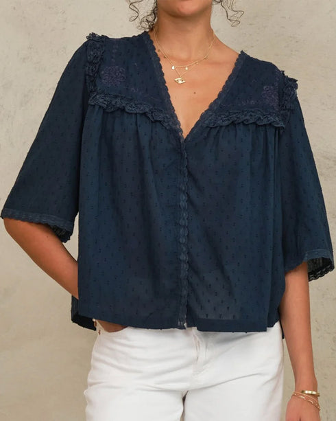 Brea Frill Emb Top