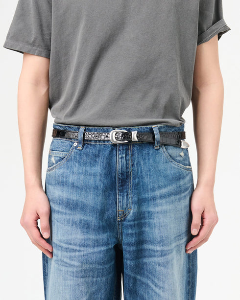 2 CM Belt - Croc Bull Hide