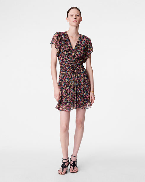 Bise Printed Metallic Dress