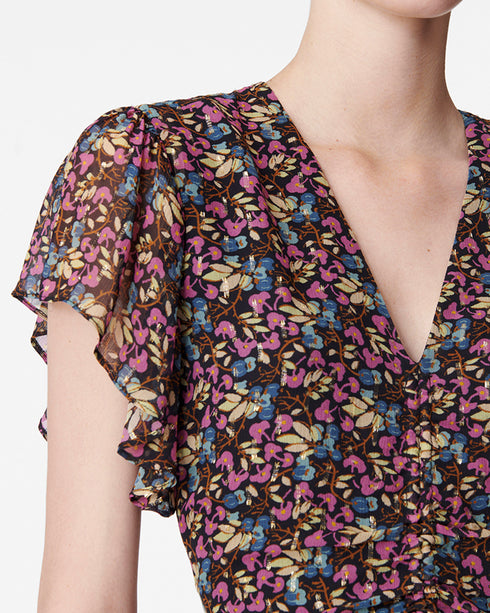 Bise Printed Metallic Dress
