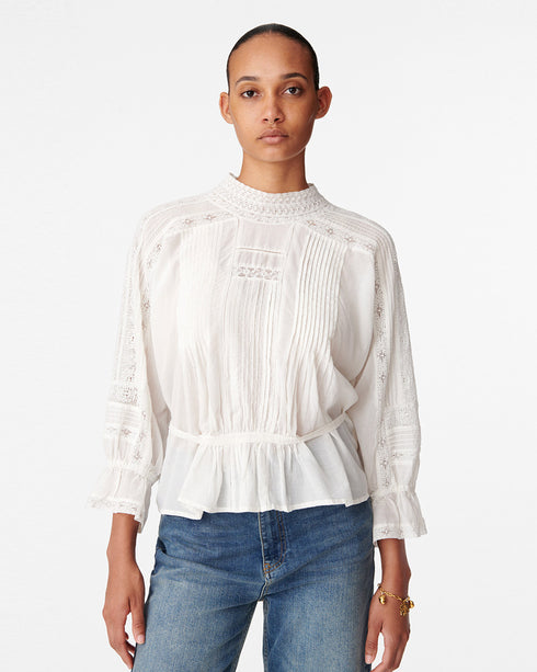 Viva Emb. High Neck Blouse