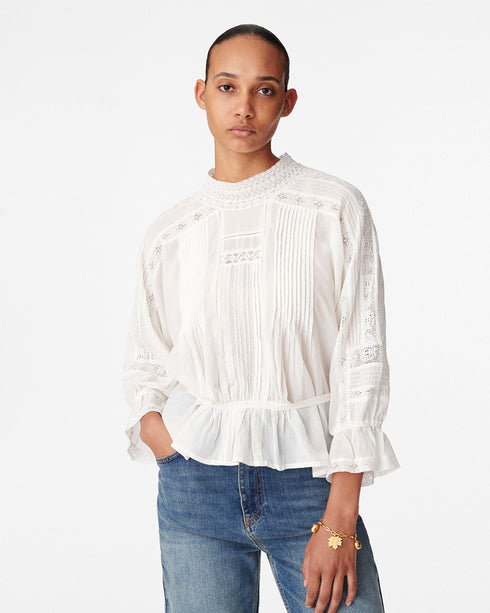 Viva Emb. High Neck Blouse