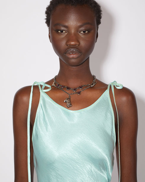 Textured Satin Wrap Dress
