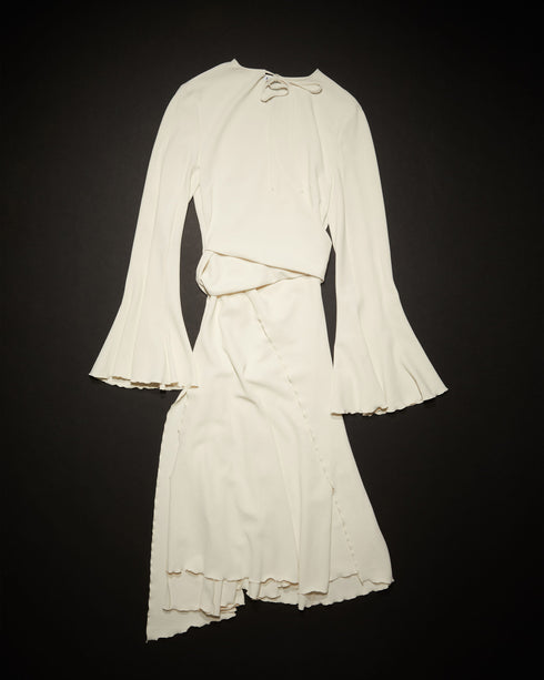 Crepe Tie-Up Wrap Dress