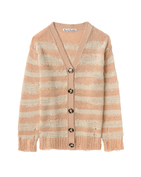 Distressed Mohair Stripe Cardigan