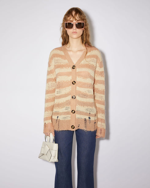 Distressed Mohair Stripe Cardigan